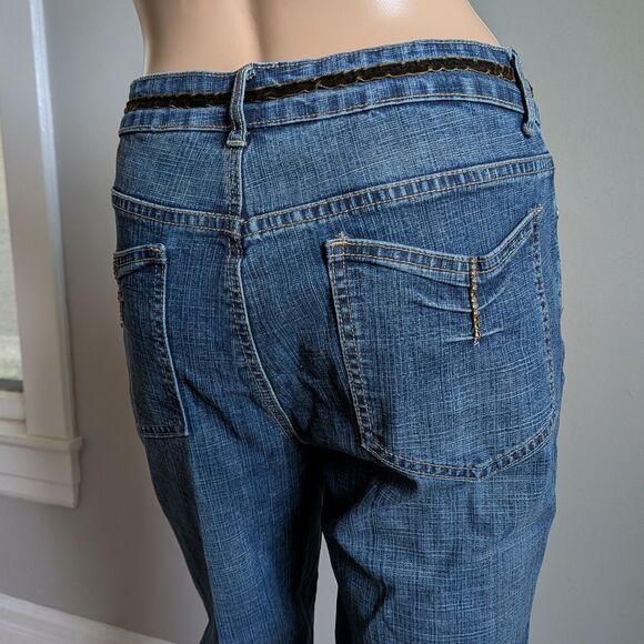 Vintage Y2K Baccini Bootcut Jeans Velvet Sequin Rhinestone Detail Size 12 - Picture 9 of 14